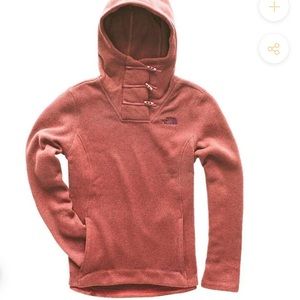 The North Face Hooded Sweater Knit Fleece Pullover in Faded Rose Heather Size L